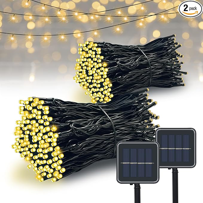 Vimorg Solar String Lights Outdoor, 2 Pack 79FT 200 LED Waterproof Solar by Vimorg