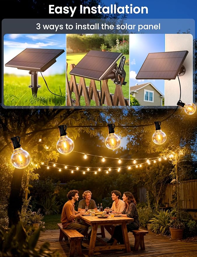 Brightever 150FT Solar String Lights Outdoor Waterproof, G40 Solar Lights - Image 6