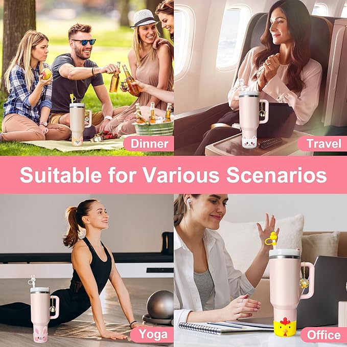 Silicone Cup Boot for Stanley 40oz Tumbler, Dog Bow Straw Cover Bottom - Image 3