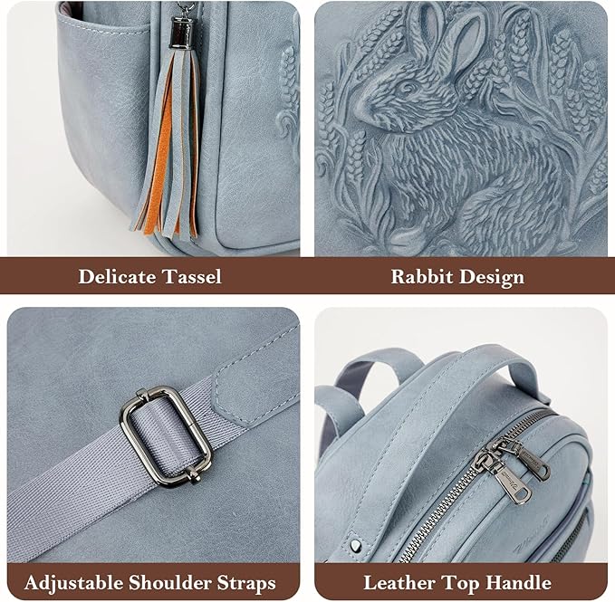 Mini Backpack Purse for Women, Embossed Leather Small Backpack Fashion Travel - Image 6