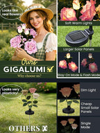 GIGALUMI Solar Lights Outdoor for Garden Decor, 3 Pack Solar Flower Lights - Image 2