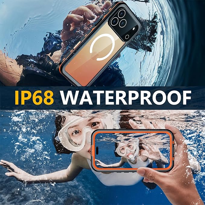 Red2Fire for iPhone 17 Pro Max Case Waterproof, Phone Case 6.9" Oragne/Clear - Image 2