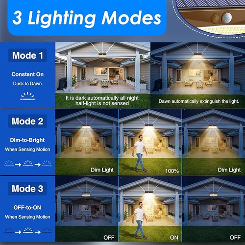2 Pack 368 LED Solar Lights Outdoor Motion Sensor, Solar Fence Light - Image 2