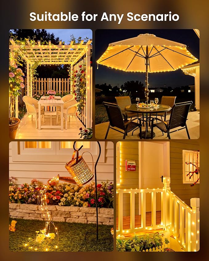 Minetom 4 Pack Solar String Lights, Total 132Ft 400 LED Solar Fairy Lights - Image 6