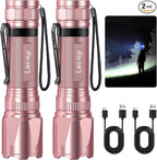 LETMY Rechargeable Flashlights High Lumens, 2 Pack 2000 Lumens Bright LED by Letmy