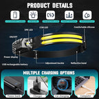 Bud K Rechargeable Headlamp 8 Pack, LED Headlight Flashlight Super Bright - Image 3