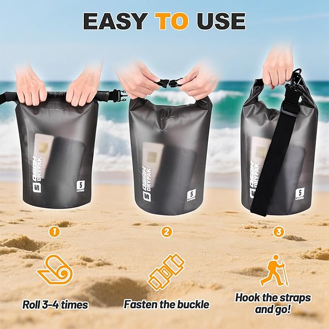 Waterproof Dry Bag, 5L/10L/20L/30L/40L Roll Top Lightweight Storage Backpack - Image 7
