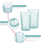 CREATIVELAND Drinking Highball Glasses Set of 4, Vintage Cross Hatch Glass Cups - Image 3