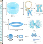 9PCS Blue for Stanley Cup Accessories Set Bling Initials Bow Charms for Stanley - Image 3