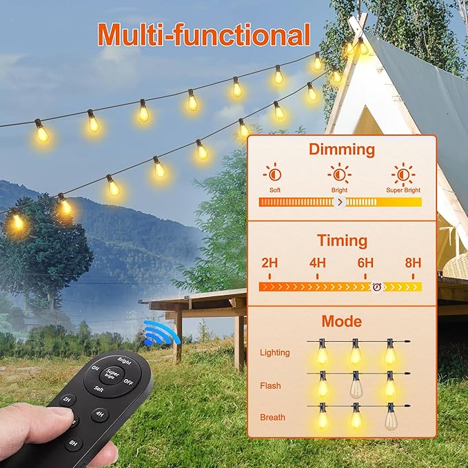 Stright 55FT Solar String Lights Outside Remote Control - Image 7