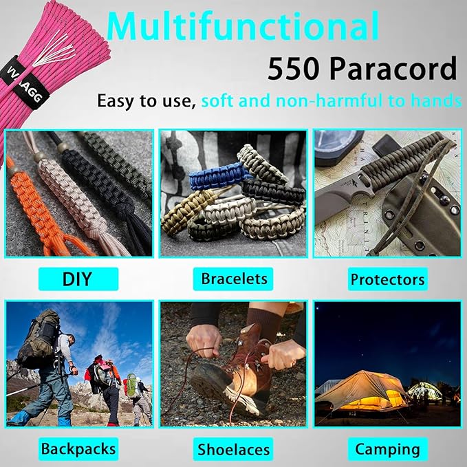 VVAAGG Reflective Paracord Rope 100FT, 7 Strand Nylon para Cord Lanyard Utility - Image 6