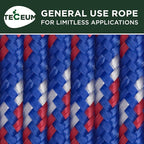 TECEUM Rope – 150 Feet x 1/4 Inch – Patriot Mix – Strong All-Purpose Utility - Image 9