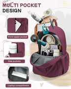 SEAFEW Red School Backpack for Girls Boys, Small Waterproof Bookbag for Women - Image 4