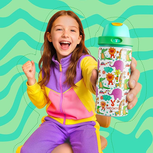 18 oz Kids Water Bottle for School: Meoky 18 oz Stainless Steel Insulated Water - Image 2