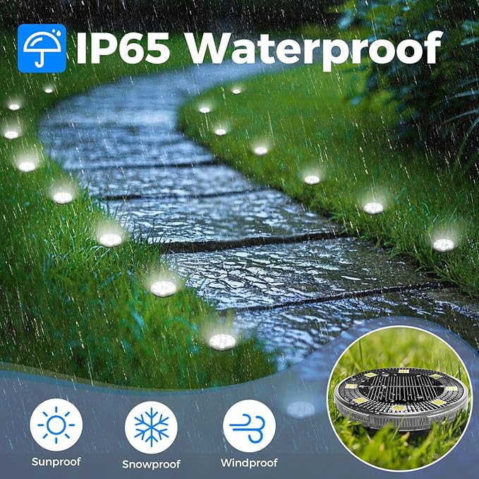Peasur Mini Solar Ground Lights, 24 Pack Flat Solar Disc Lights Outdoor - Image 4