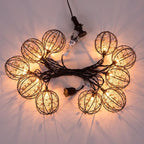 Outdoor Decorative Patio String Lights, Beaded Copper Wire Ball Style Lantern - Image 7
