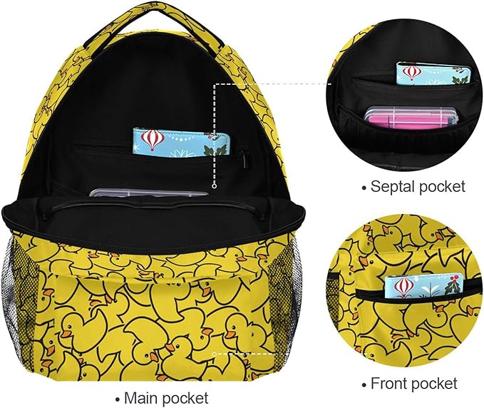 Wamika Yellow Ducks Backpack Farm Cartoon Animals School Backpacks Preschool - Image 3