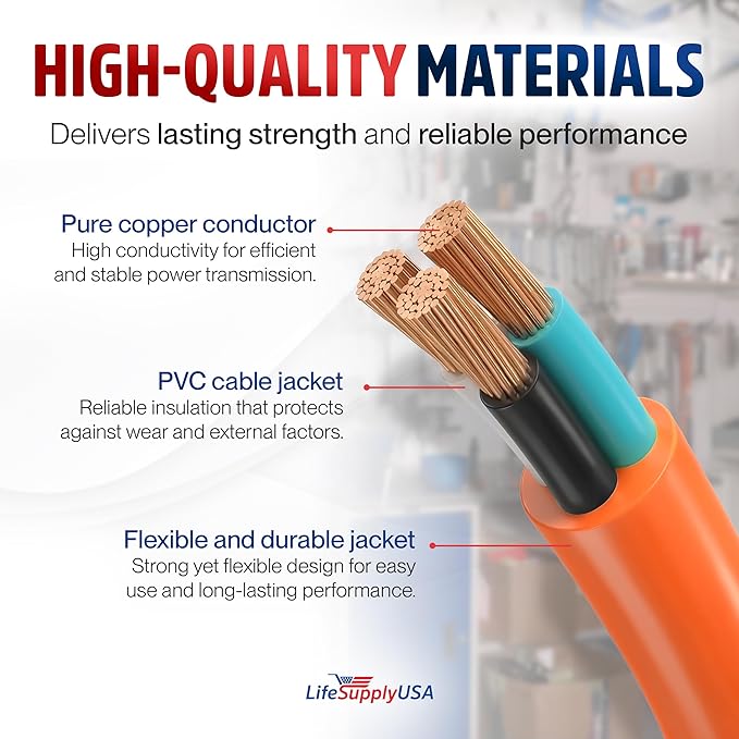 25ft Outdoor/Indoor Extension Cord 14/3 Gauge Heavy Duty 3 Prong SJTW, - Image 4