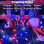 4th of July Decorations Solar String Lights 2Pack 400LED Independence Day Lights - Image 2
