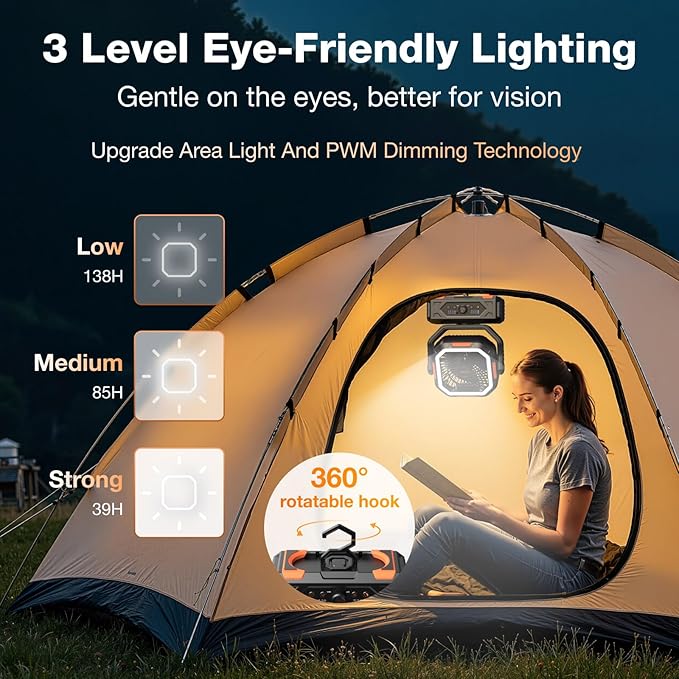 OGERY Camping Fan, Portable Fan Rechargeable - Image 8