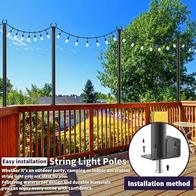 AHRLHR 5 Ft String Light Poles 6 Pack, String Light Poles - Image 2