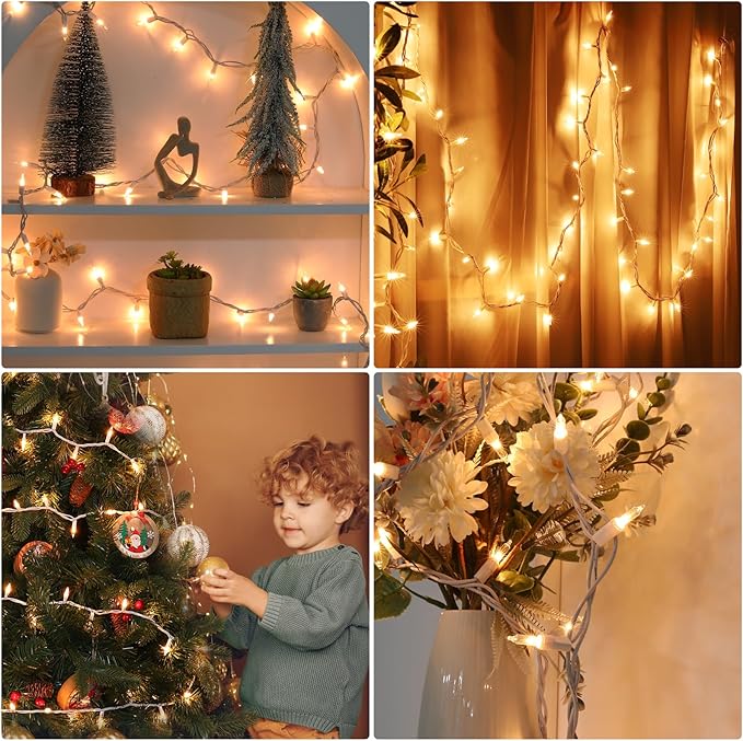 Meteds Christmas Lights 2Pack 100 Count Clear Mini Lights White Wire - Image 5