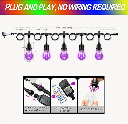 144FT Outdoor String Lights - Image 2