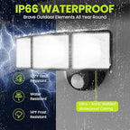 7500LM LED Security Light Motion Sensor Outdoor Lights, Adjustable 3 Head - Image 3