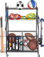 Snail Garage Sports Equipment Storage Organizer Sports Ball Storage Rolling Cart by SNAIL