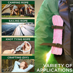 TECEUM Rope – 90 Feet x 1/4 Inch – Pink – Strong All-Purpose Utility Rope – - Image 5