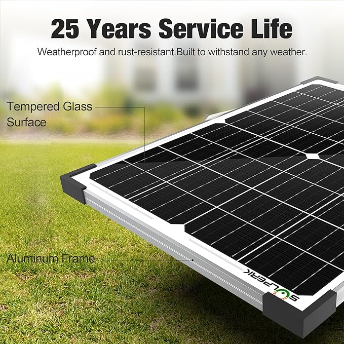 SOLPERK 25W 12V Solar Battery Charger, Waterpoof Solar Panel Kit - Image 2