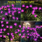 Kohlrabi Solar Garden Lights Outdoor, 2 Pack 16 LED Solar Pink Firefly Lights - Image 3