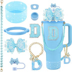 9PCS Blue for Stanley Cup Accessories Set Bling Initials Bow Charms for Stanley by Unknown