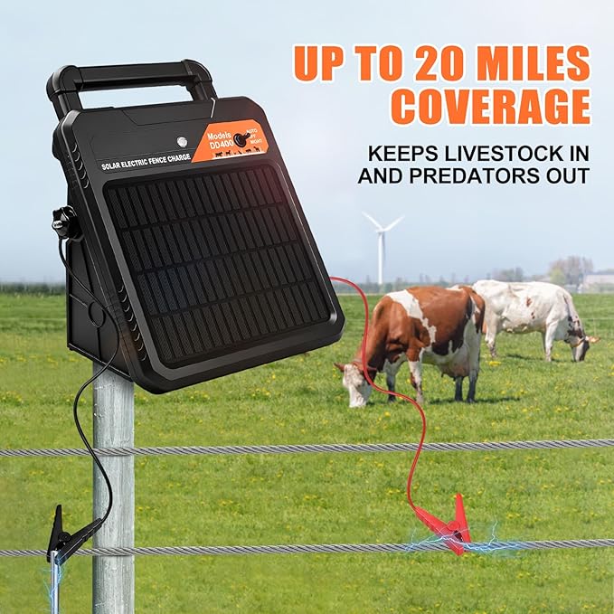 20 Miles Solar Electric Fence Charger – 0.4J Output, 10200V Peak, 24/7 - Image 8