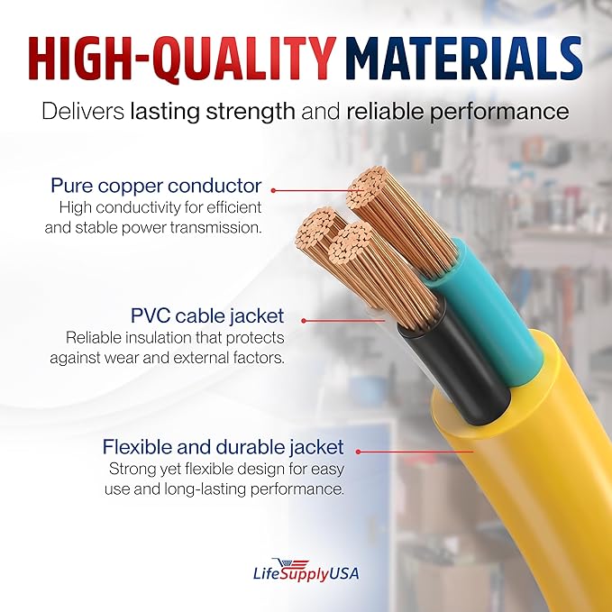 6ft Outdoor/Indoor Extension Cord 10/3 Gauge Ultra Heavy Duty 3 Prong SJTW - Image 4