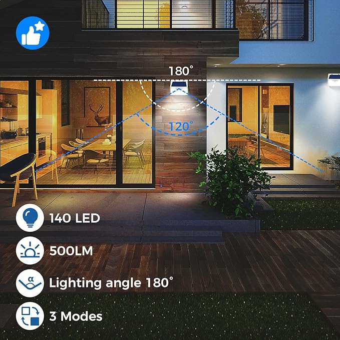 Peasur Solar Lights Outdoor Waterproof, Solar Powered Fence Wall Light - Image 4
