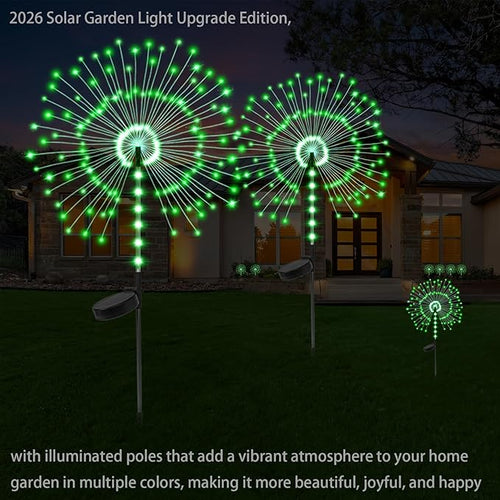 2 Pack 250LED Solar Garden Lights Outdoor, Dual Lighting Modes Firework Lights - Image 2