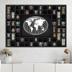 GlikCeil Large World Map 68 Slots Shot Glass Display Case 40 x 28'' Rustic Wood by GlikCeil