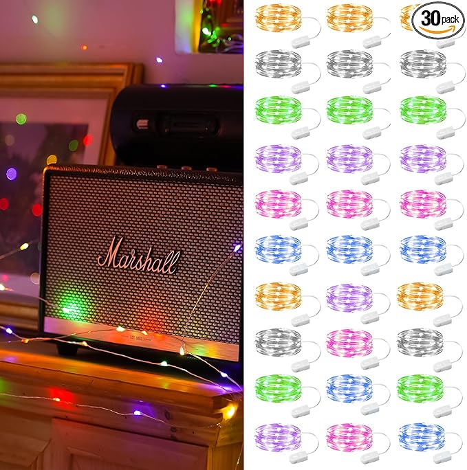 ZSJWL 30 Pack Multicolor Fairy Lights Battery Operated, 7FT 20LED Mini Starry by ZSJWL