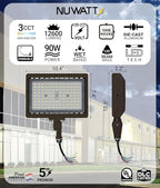 NUWATT 90W LED Flood Light, 3CCT 3000K/4000K/5000K Selectable, IP65 Waterproof - Image 2