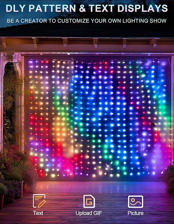 Dazzle Bright Smart Curtain Lights, 400LED 6.6FT x 6.6FT Color Changing - Image 3