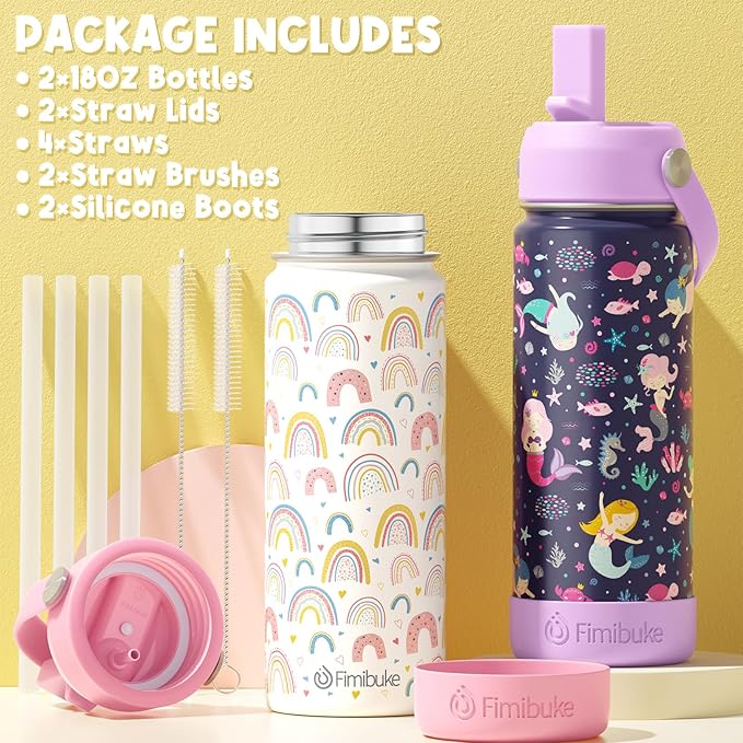 Fimibuke Kids Insulated Water Bottle, 18oz BPA FREE Kid Cup - Image 6