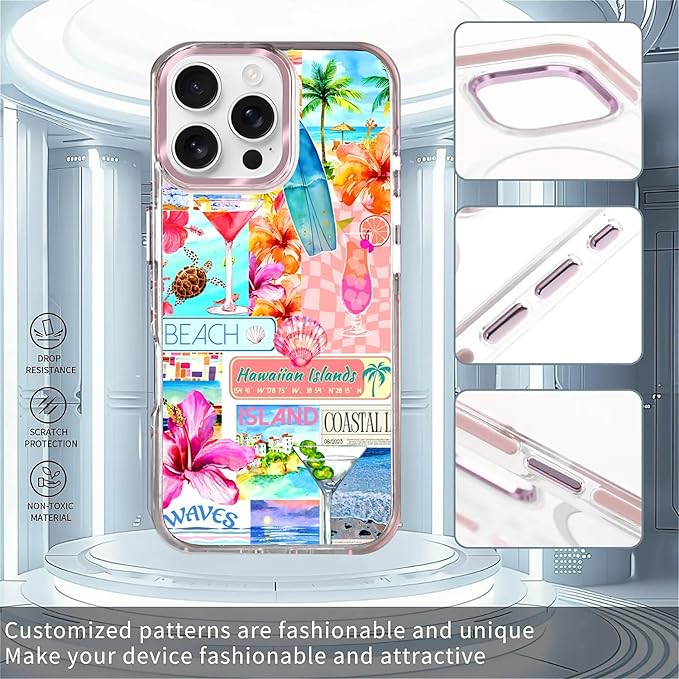 Case for iPhone 16 Pro Max, Coastal Beach Cover Coquette Collage Phone Case - Image 2