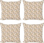 Ambesonne Leaf Decorative Throw Pillow Case Pack of 4, Floral Abstract Pattern by Ambesonne