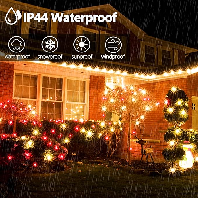 OZS Connectable Red and White Christmas String Lights, Plug in Tree Lights - Image 5
