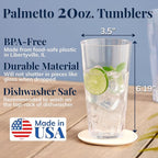 US Acrylic Palmetto 20 ounce Plastic Stackable Water Tumblers in Clear - Image 2