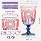 XUWAIDSGN 12Pcs Plastic Vintage Wine Glasses 13.5oz Reusable Embossed Goblet - Image 4