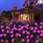 Kohlrabi Solar Garden Lights Outdoor, 2 Pack 16 LED Solar Pink Firefly Lights by KohlrabiDecor
