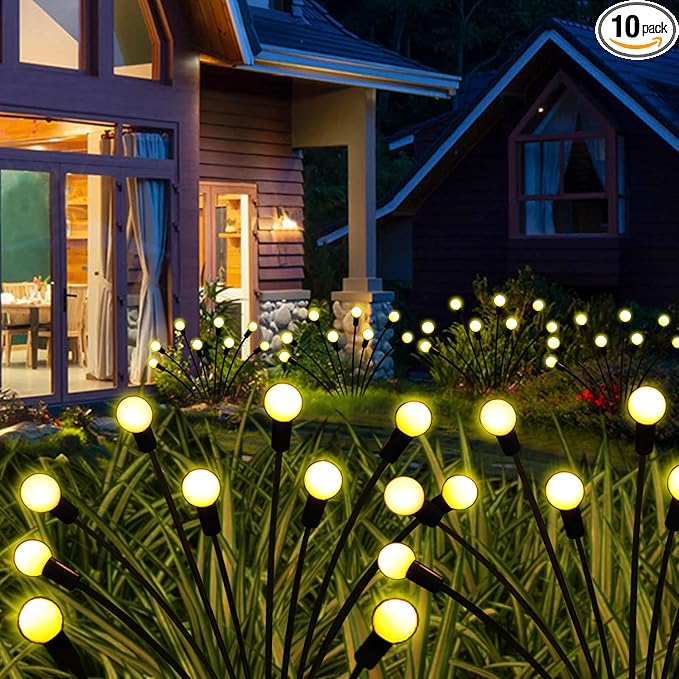 Kohlrabi Solar Garden Lights Outdoor, 10 Pack 80 LED Warm White Firefly Lights by KohlrabiDecor