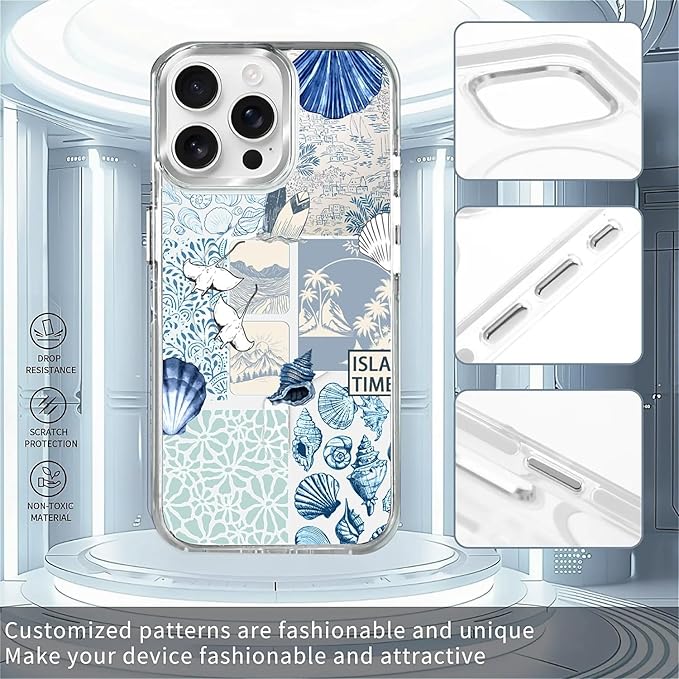 Case for iPhone 13 Pro Max, Sea Life Ocean Waves Seashell Collage Phone Case - Image 2